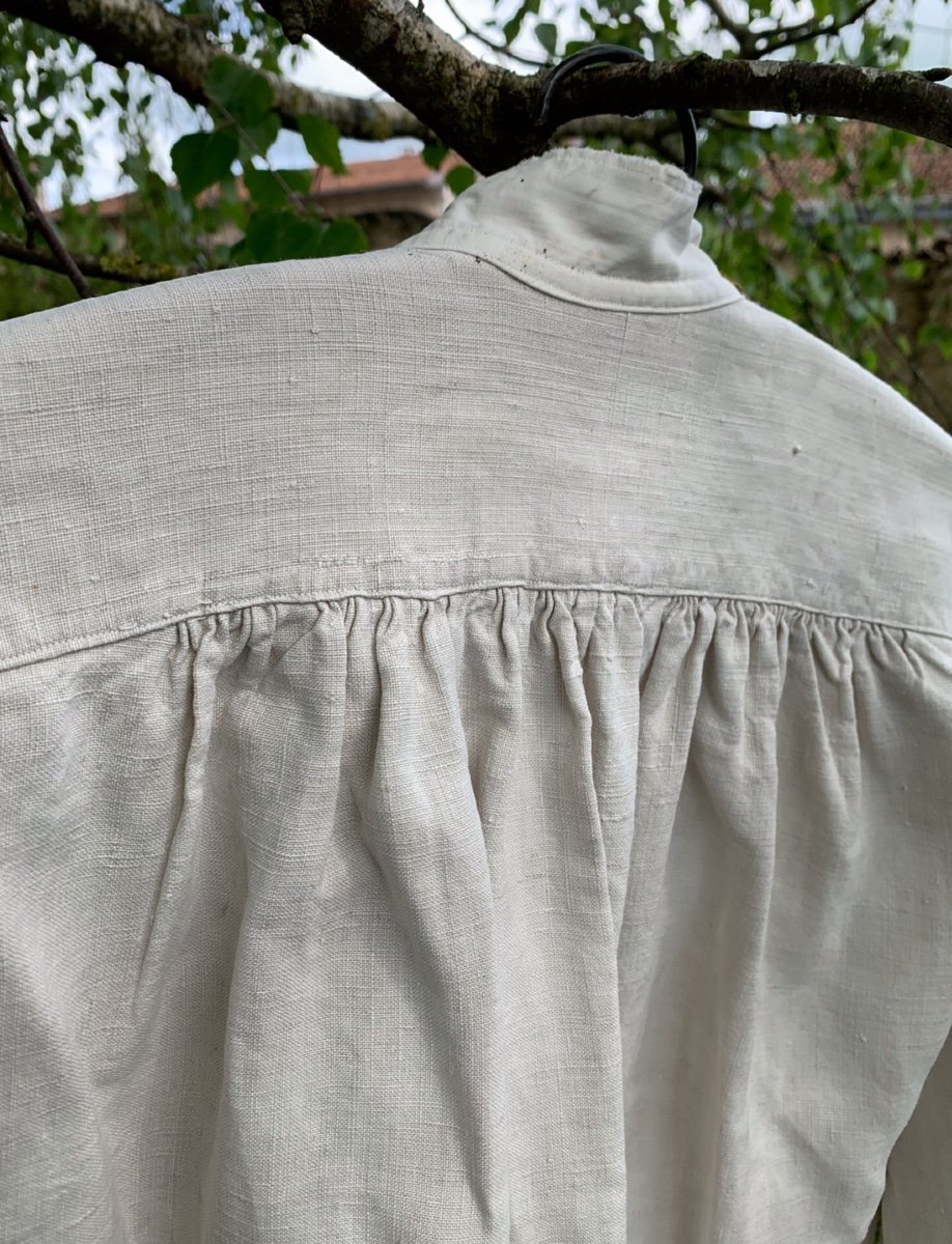 Chemise De Travail Ancienne En Lin, Chanvre Français-photo-7