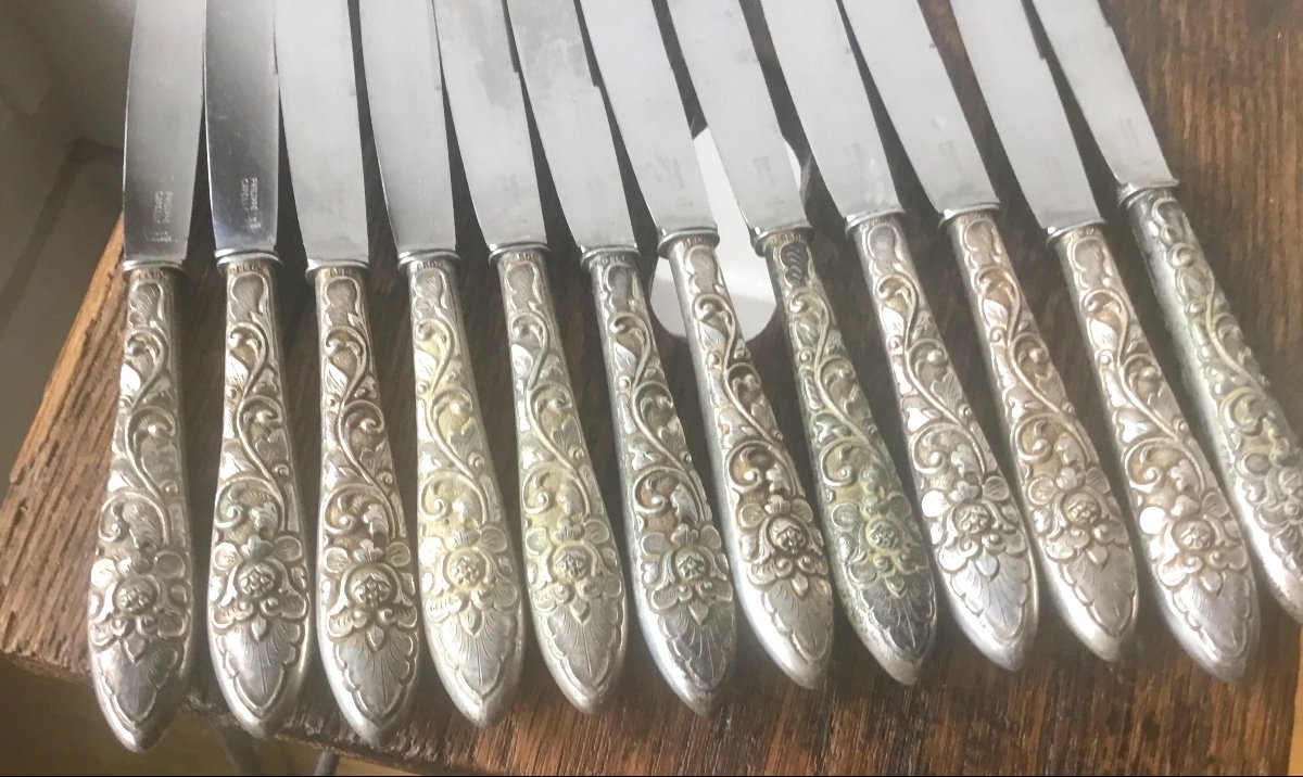 La Suite De 12 Couteaux De Table Argent , Indochine ( 12 Couteaux à Entremets également Dispo) 