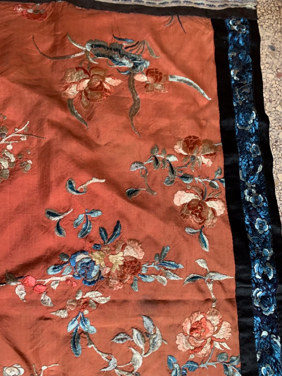 Broderie Chinoise , Carré De Soie Brodé , XIXème -photo-6