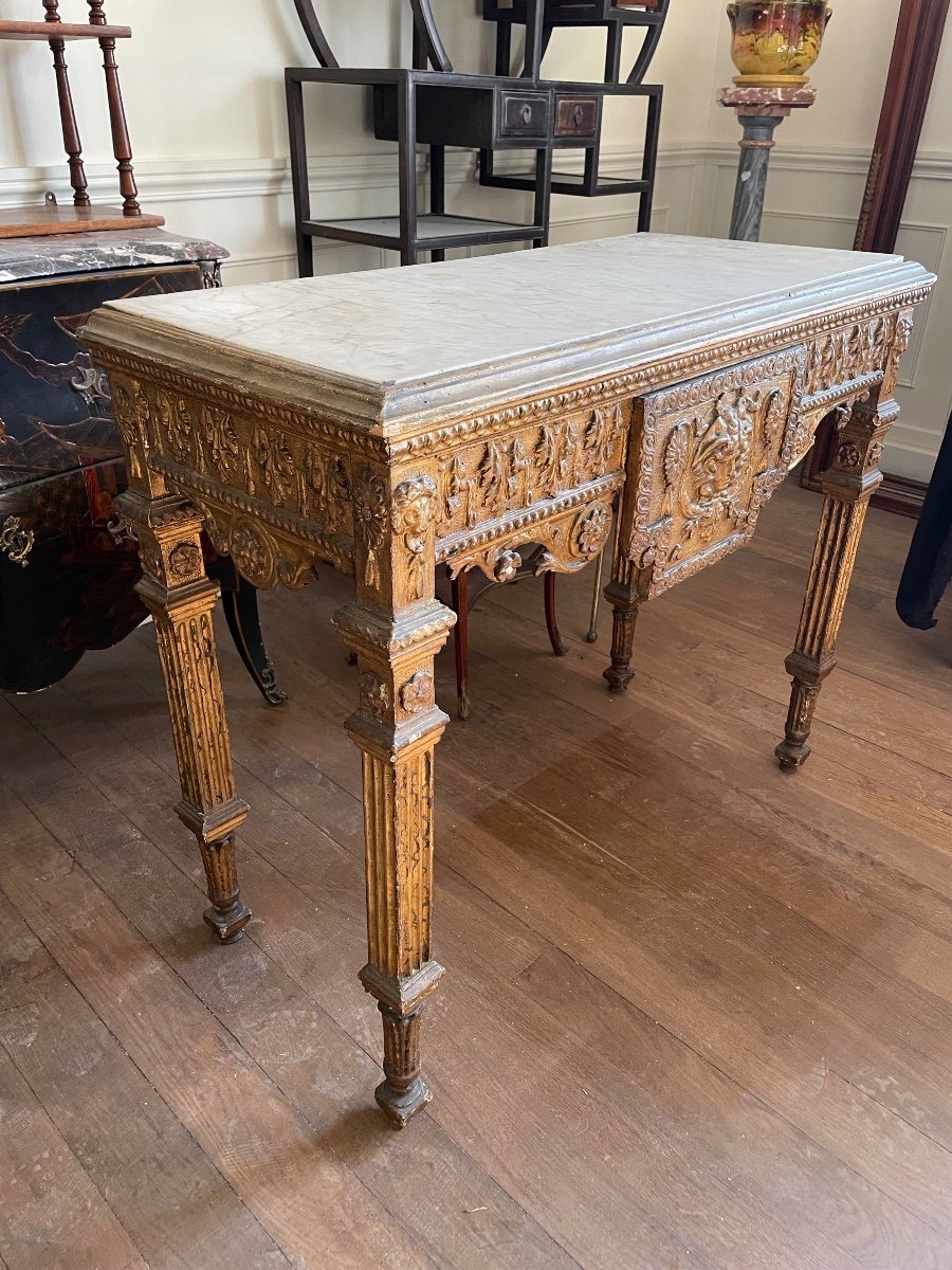 Console In Gilded Wood With Gorgon, Italy, 18th Century -photo-4