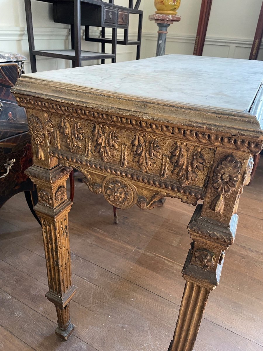 Console In Gilded Wood With Gorgon, Italy, 18th Century -photo-1