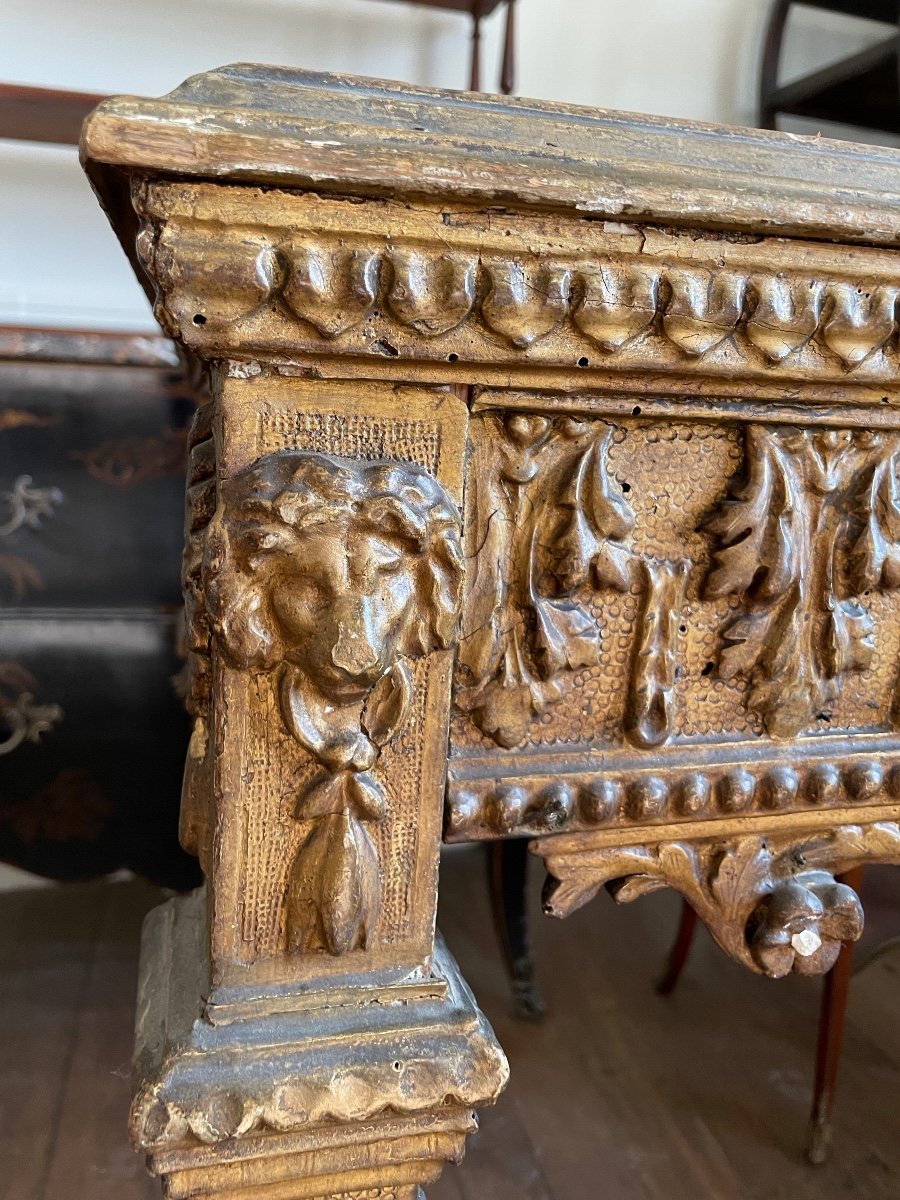 Console In Gilded Wood With Gorgon, Italy, 18th Century -photo-2