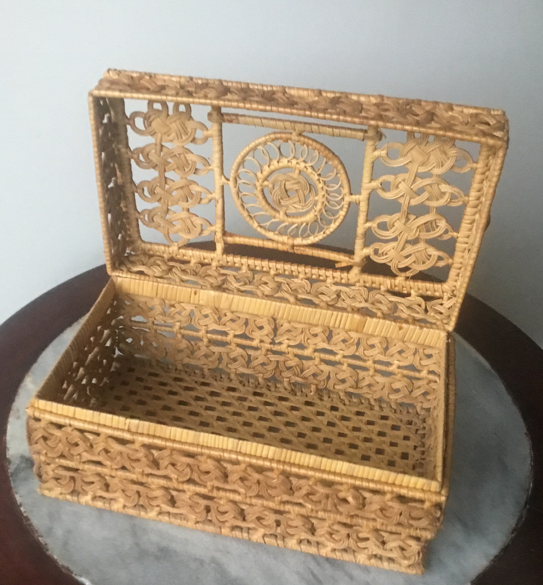 Folk Art Woven Craft Box 