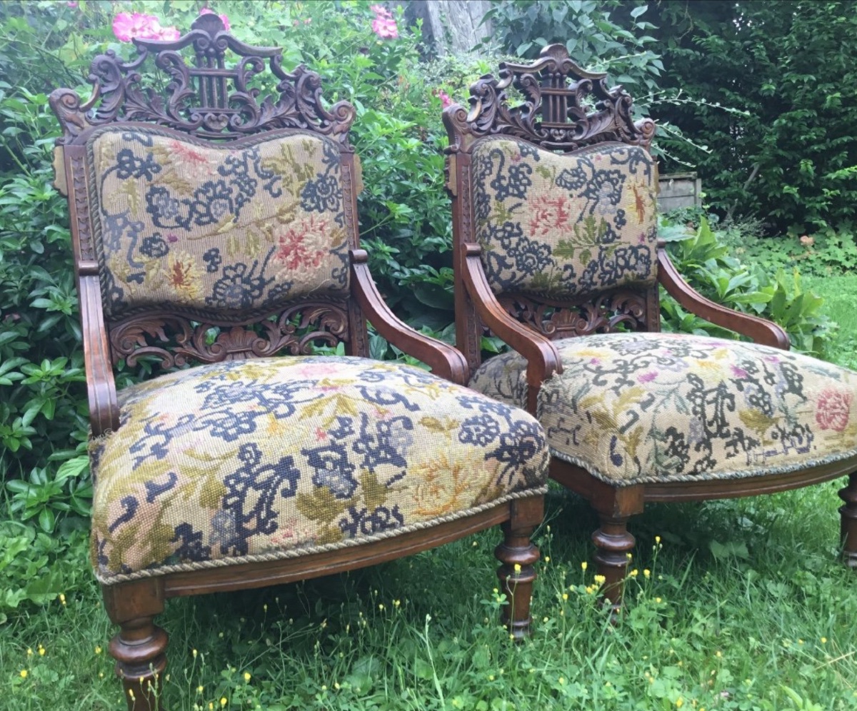 Pair Of Japanese Armchairs, Dlg De Viardot, Eclectic, Napoleon III-photo-3