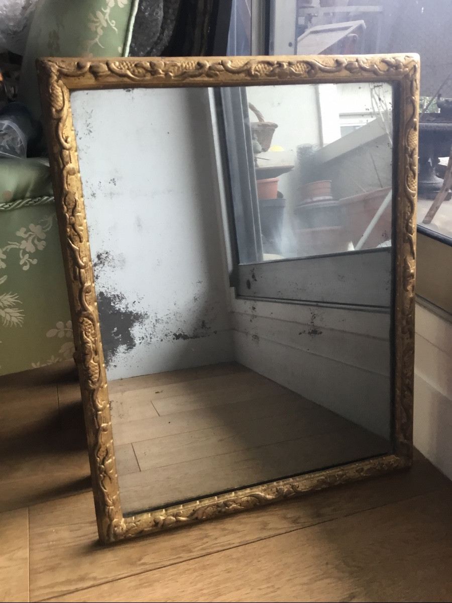 18th Century Gilded Wood Mirror, Bérain Frame -photo-2