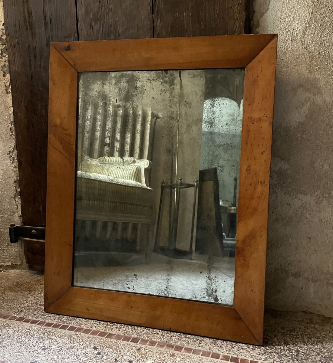 Miroir Alsacien En Noyer Glace Au Mercure 