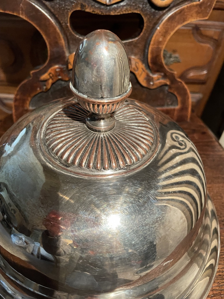 Cloche De Service En Métal Argenté-photo-3