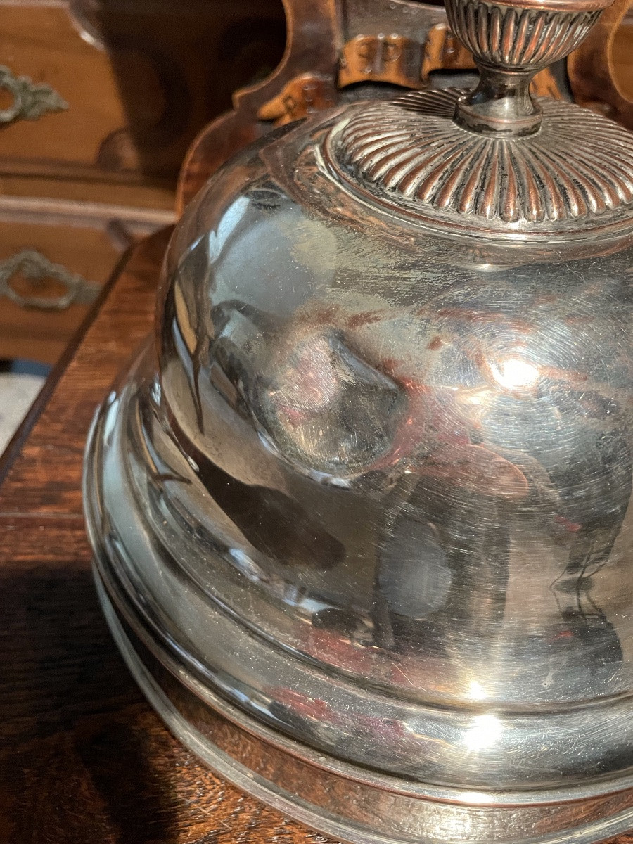 Cloche De Service En Métal Argenté-photo-4