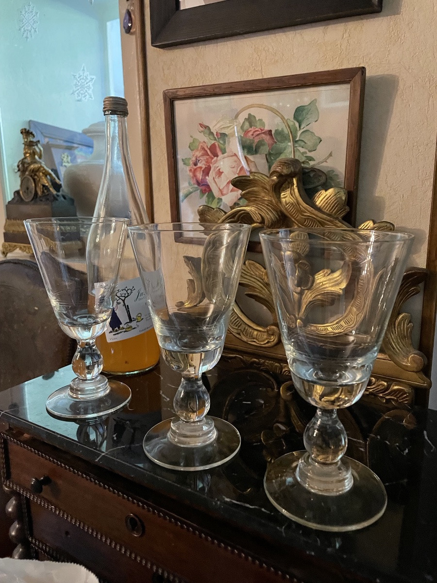 Three Very Large Absinthe Glasses Late 19th Century (6 Available)-photo-2