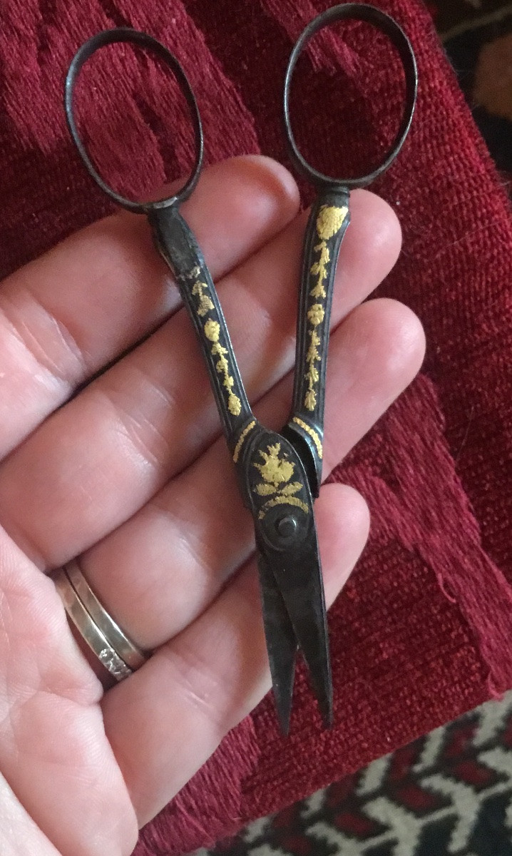Pair Of 18th Century Steel And Gold Scissors -photo-2