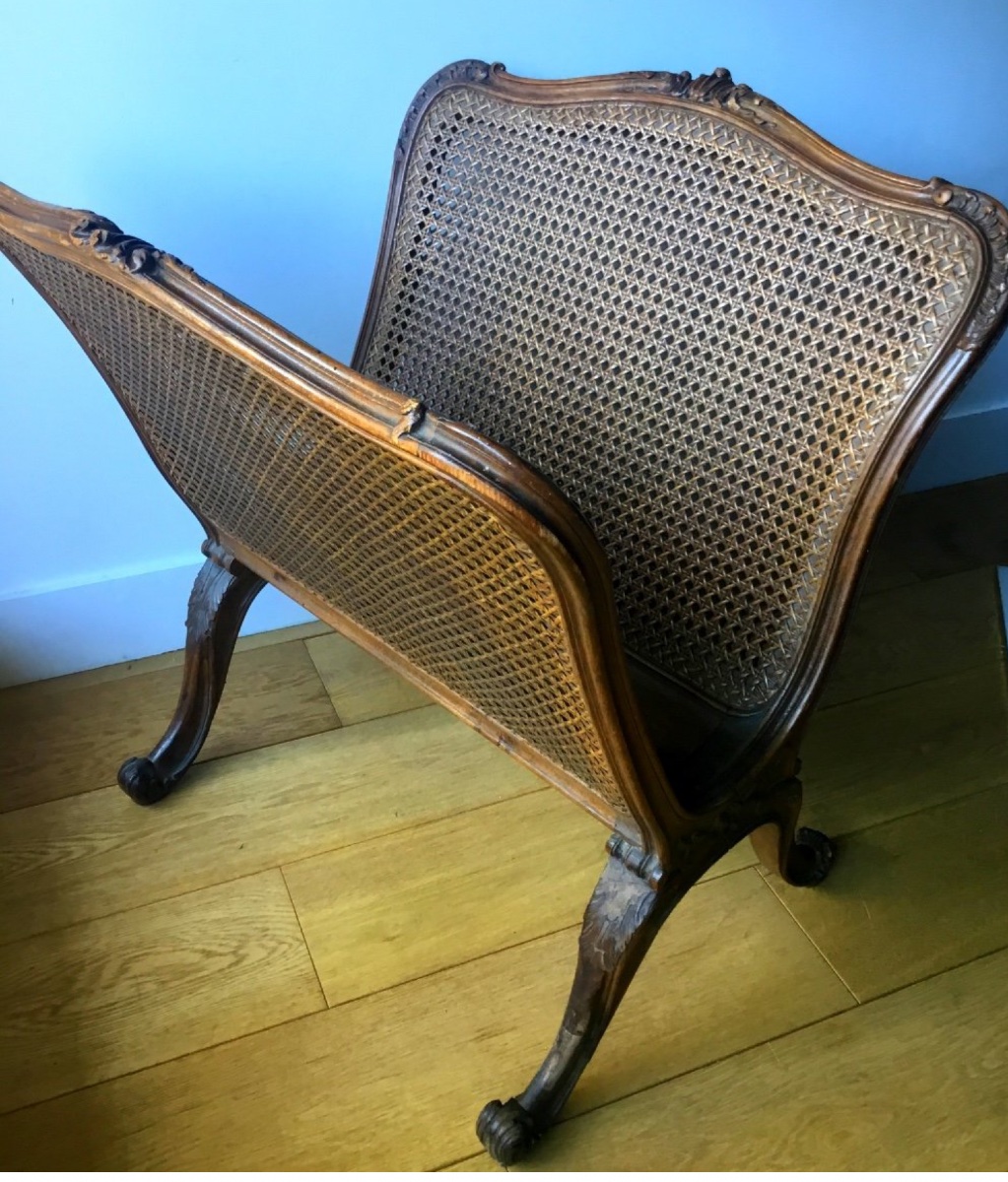 Important Louis XV Style Magazine Rack In Carved Wood And Double Caning-photo-2