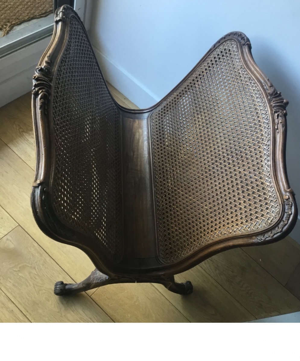 Important Louis XV Style Magazine Rack In Carved Wood And Double Caning-photo-3