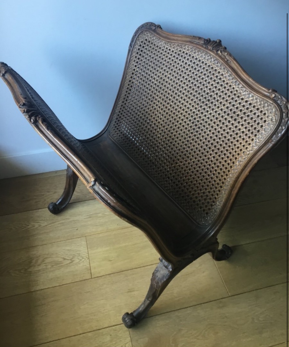 Important Louis XV Style Magazine Rack In Carved Wood And Double Caning-photo-4