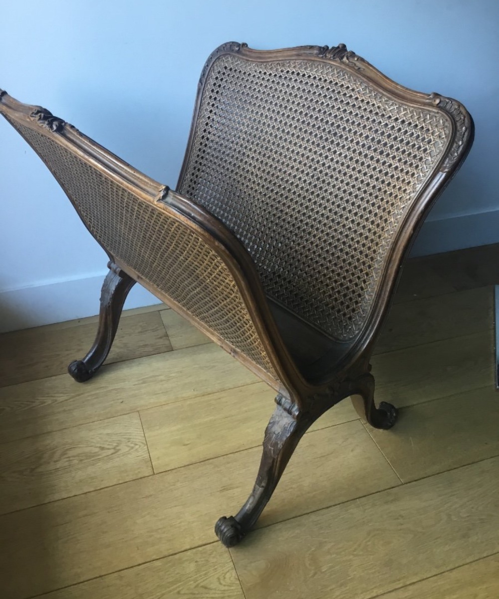 Important Louis XV Style Magazine Rack In Carved Wood And Double Caning-photo-1