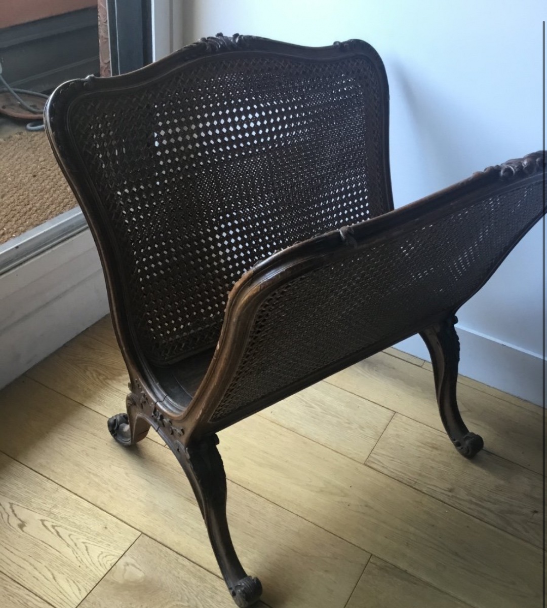 Important Louis XV Style Magazine Rack In Carved Wood And Double Caning-photo-4