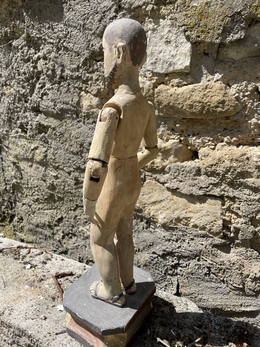 Articulated Saint, Painted Wood, Sulphide Eyes, Capipote -photo-5