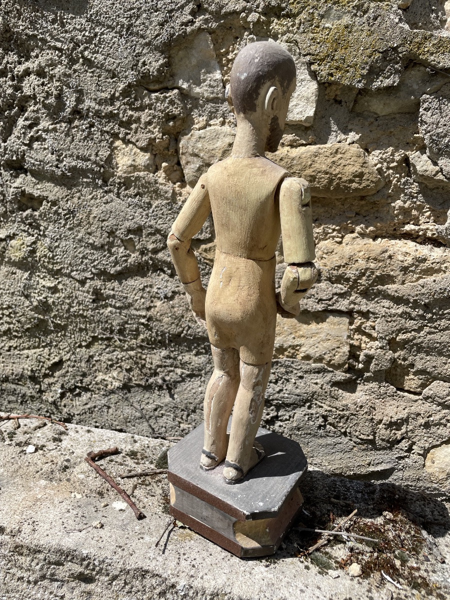 Articulated Saint, Painted Wood, Sulphide Eyes, Capipote -photo-6