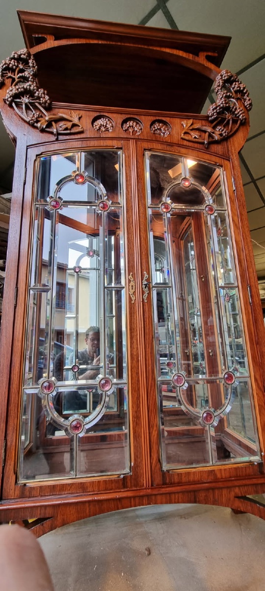Vitrine Art Nouveau, Décor Aux Ombellifères, Palissandre -photo-3