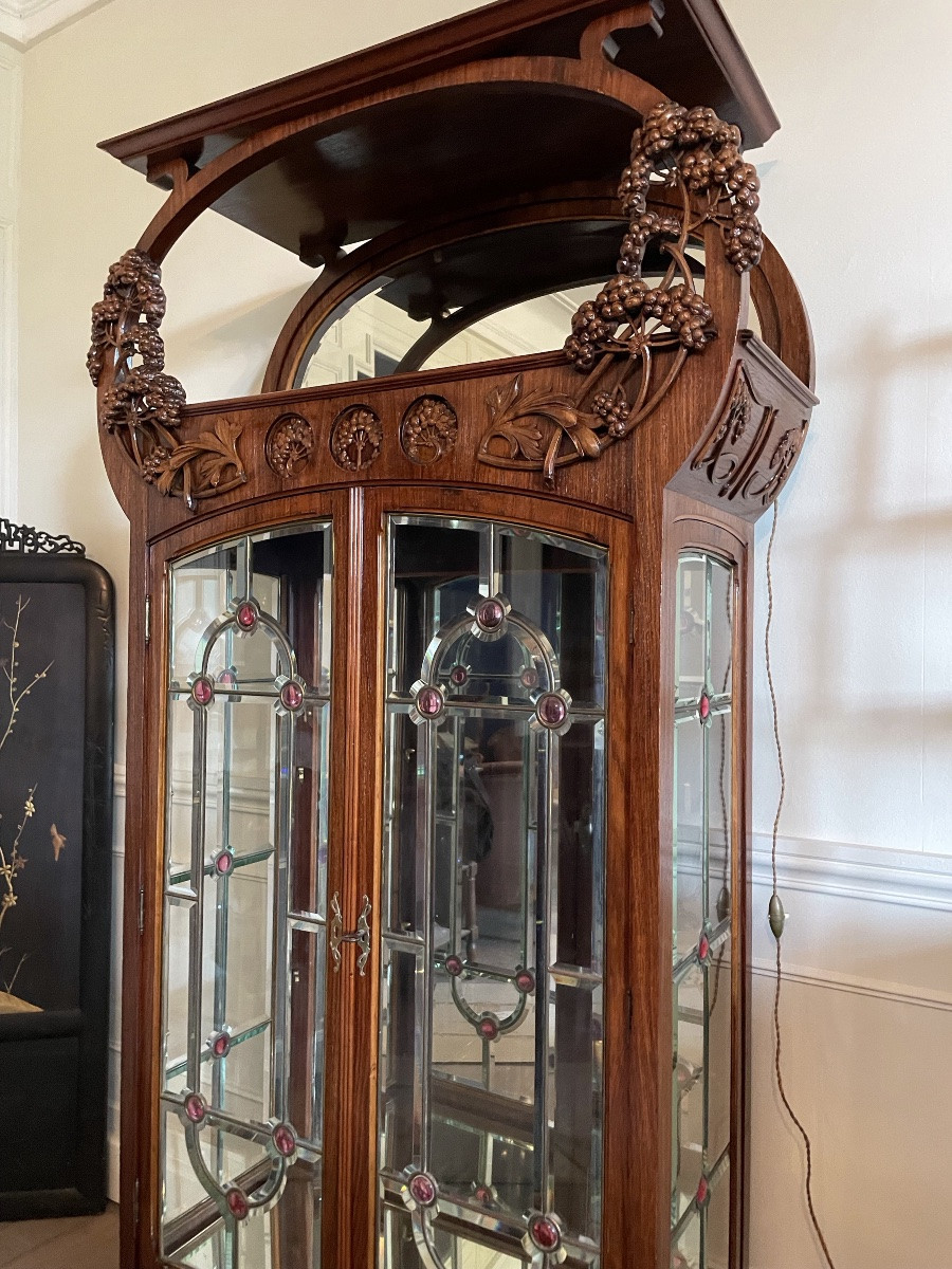 Vitrine Art Nouveau, Décor Aux Ombellifères, Palissandre -photo-7