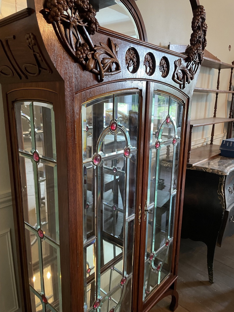 Vitrine Art Nouveau, Décor Aux Ombellifères, Palissandre -photo-8