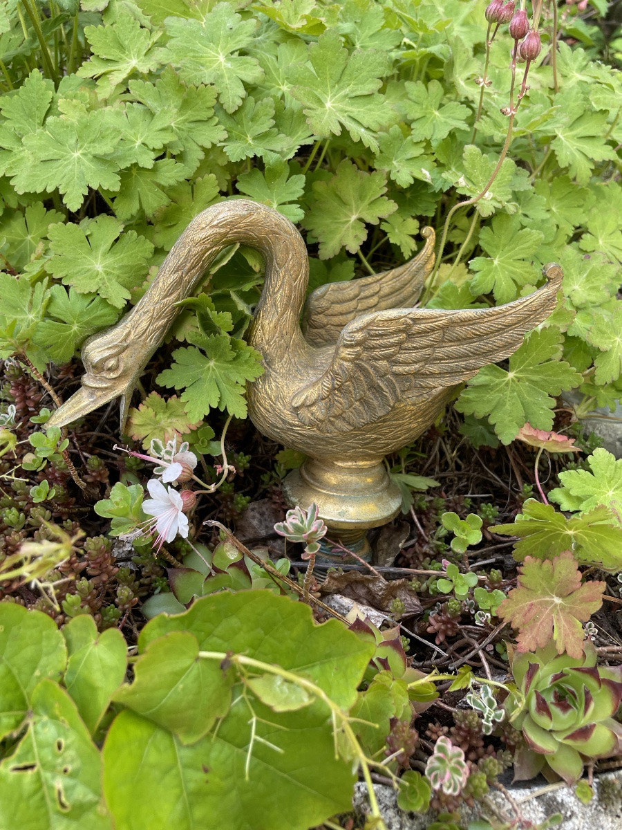 Robinet décoratif en bronze doré Cygne -photo-2