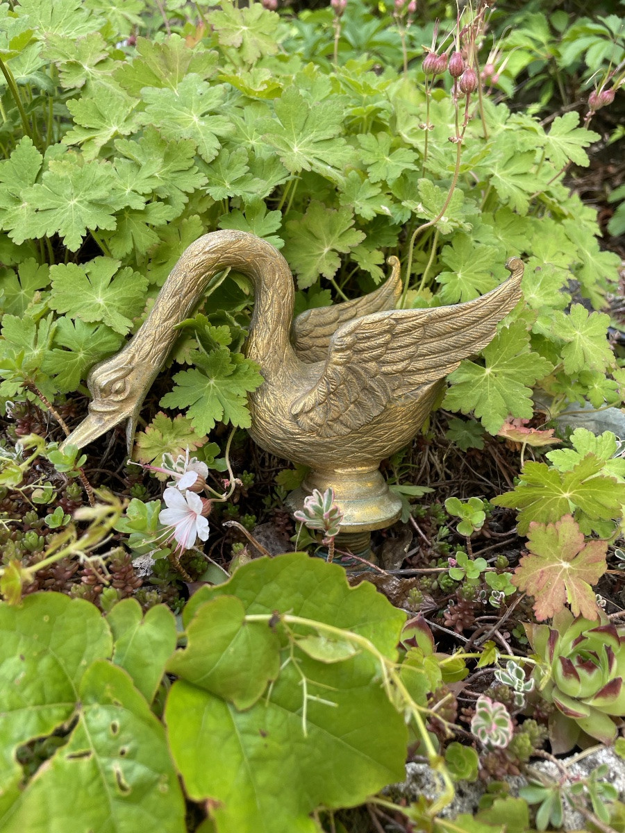 Robinet décoratif en bronze doré Cygne -photo-3