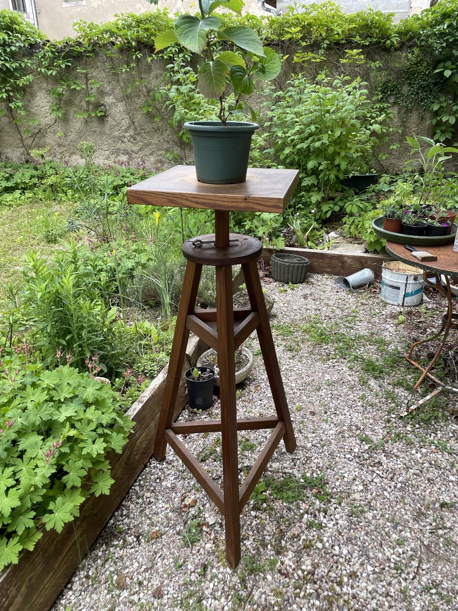 Haute Sellette d’atelier de sculpteur en chêne-photo-1