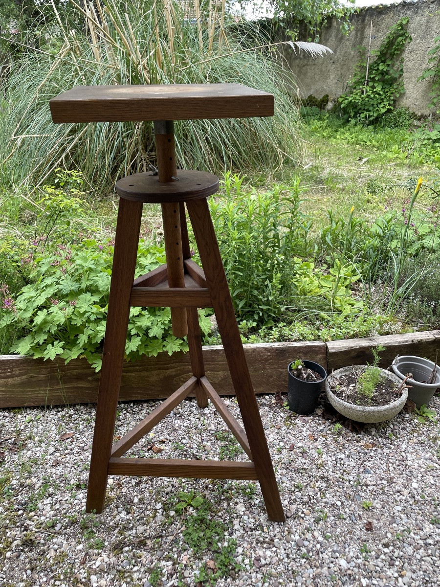 Haute Sellette d’atelier de sculpteur en chêne-photo-6