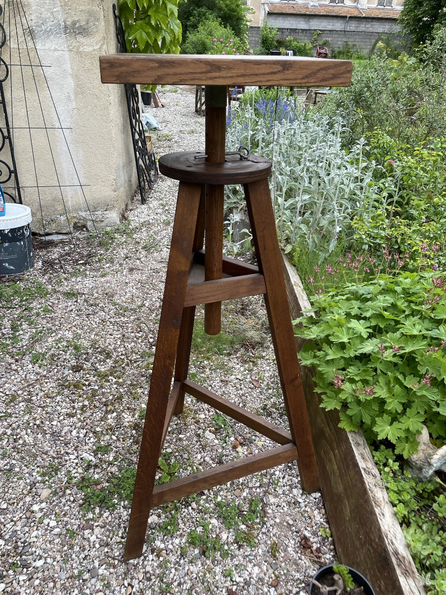 Haute Sellette d’atelier de sculpteur en chêne-photo-8
