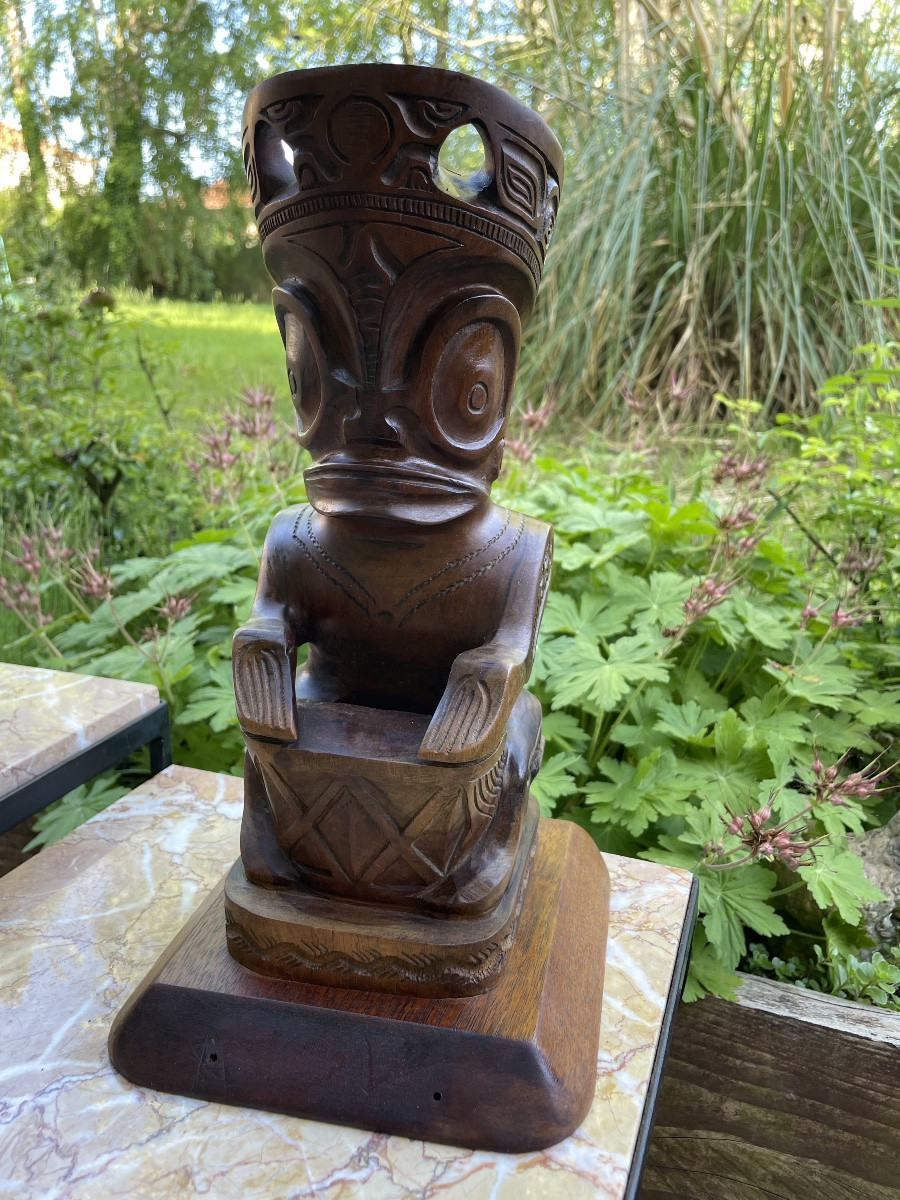 Océanie , grand Tiki en bois exotique -photo-2
