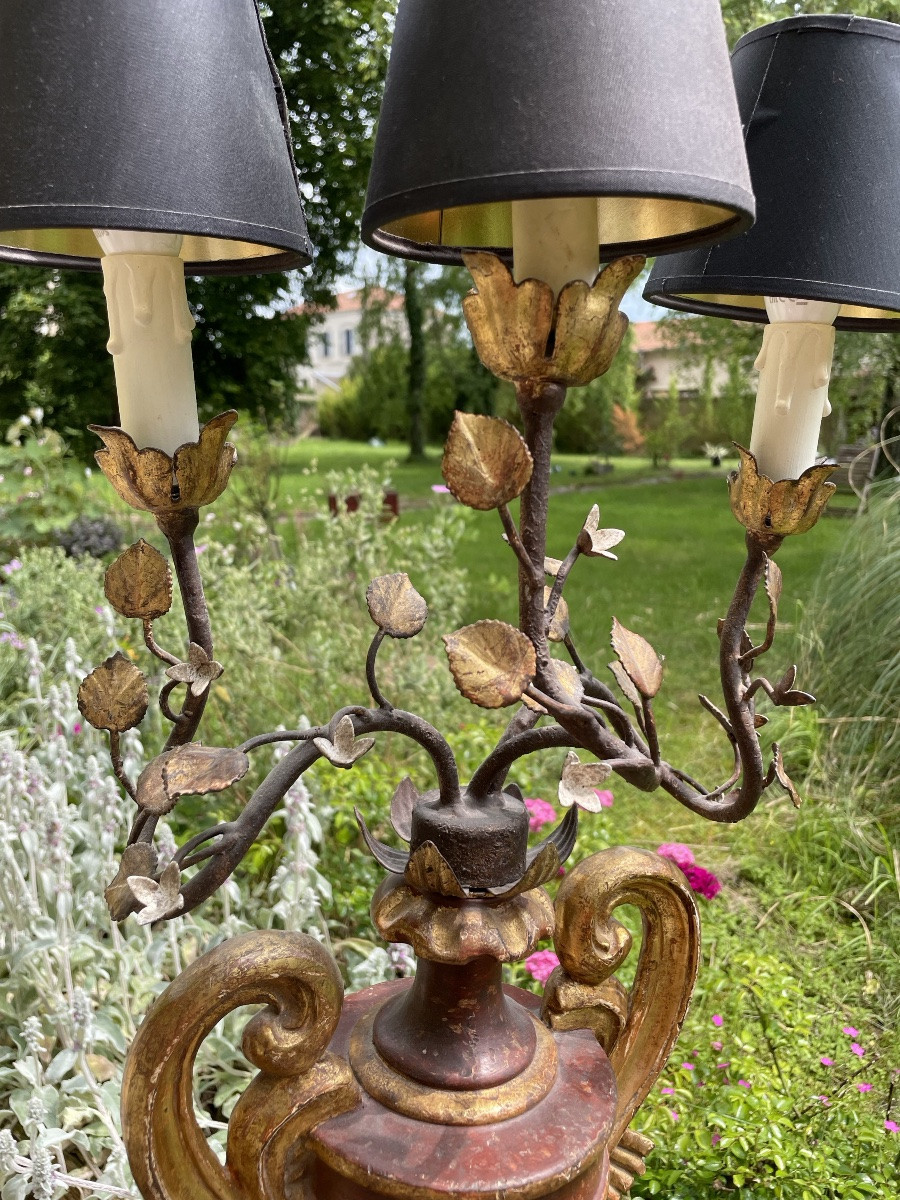 Grande lampe torchère à trois feux -photo-1