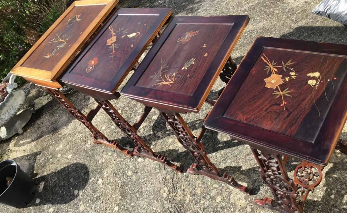 Attr Gabriel Viardot Set Of 4 Japanese-style Nesting Tables-photo-7