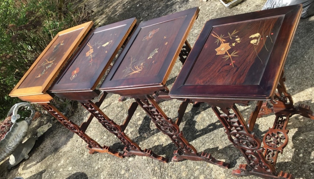 Attr Gabriel Viardot Set Of 4 Japanese-style Nesting Tables-photo-8