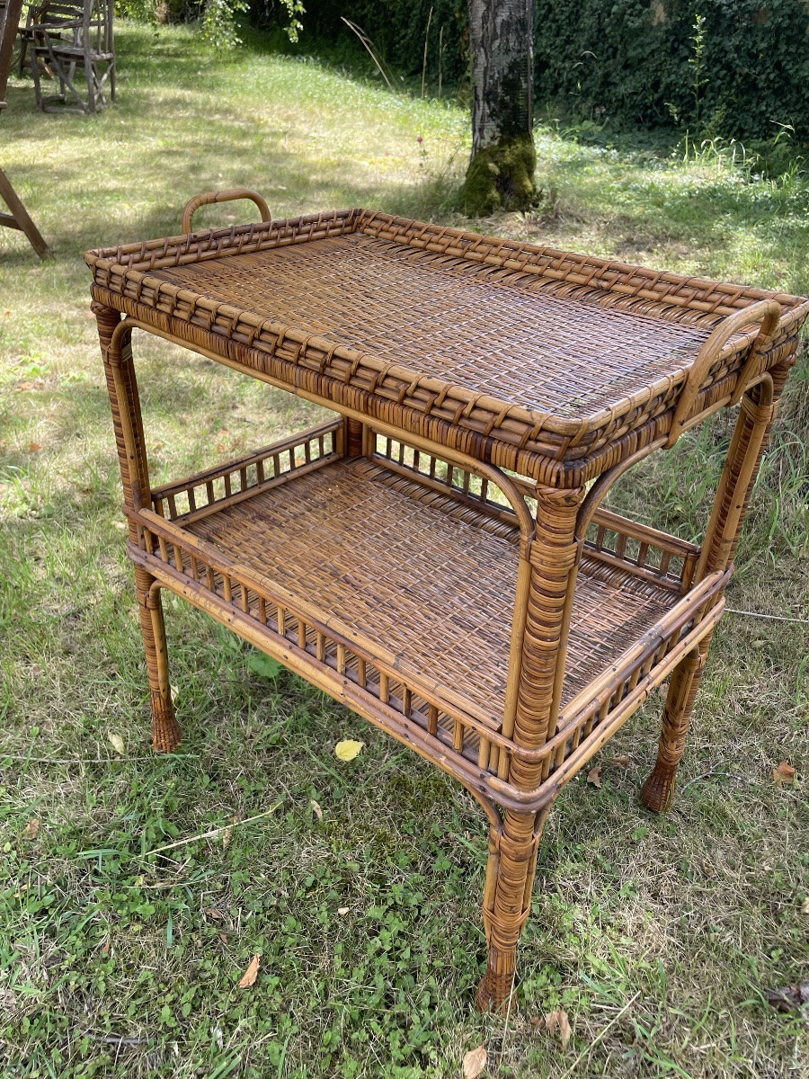 Table à thé en rotin, vers 1950-photo-4