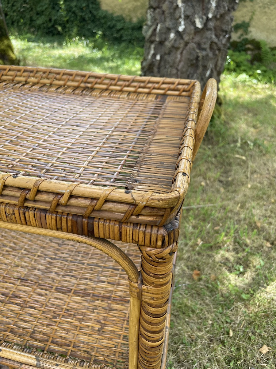 Table à thé en rotin, vers 1950-photo-1