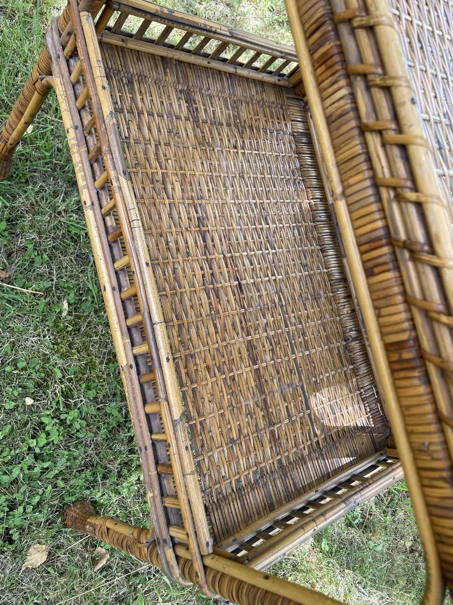 Table à thé en rotin, vers 1950-photo-4