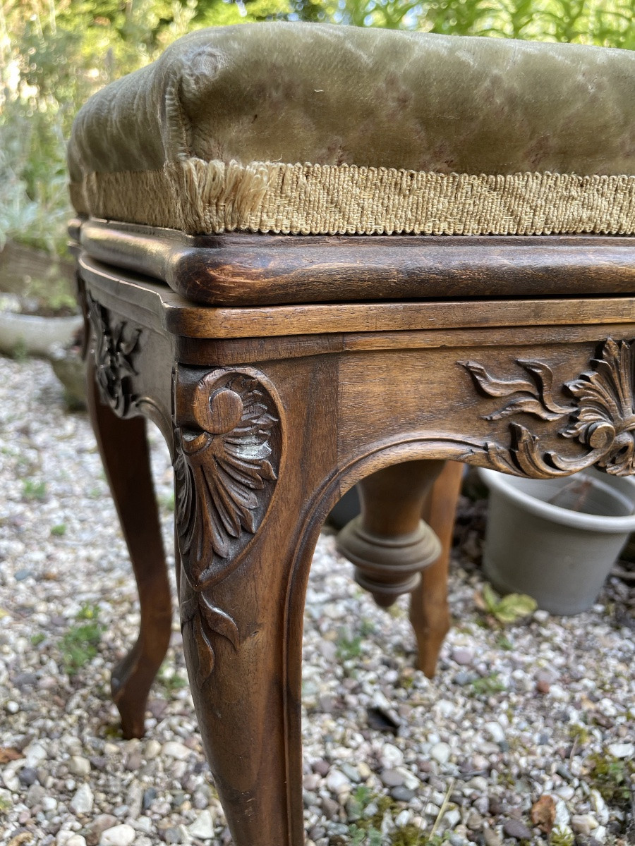 Carved Natural Wood Piano Stool-photo-1
