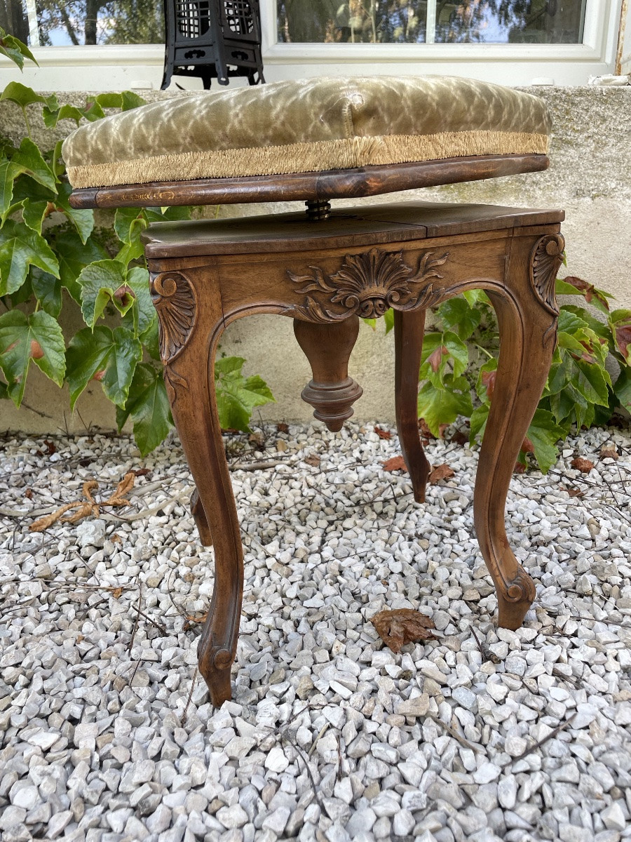 Carved Natural Wood Piano Stool-photo-3