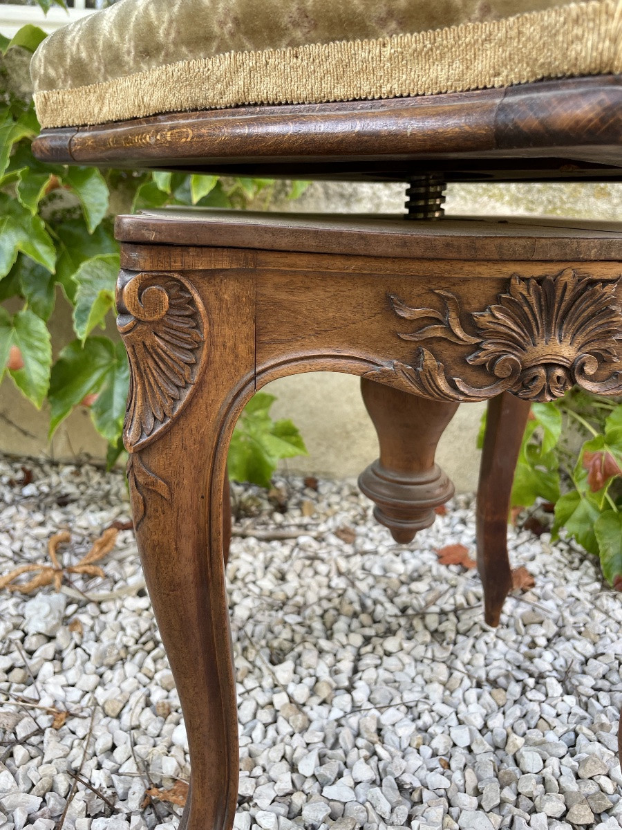 Carved Natural Wood Piano Stool-photo-6