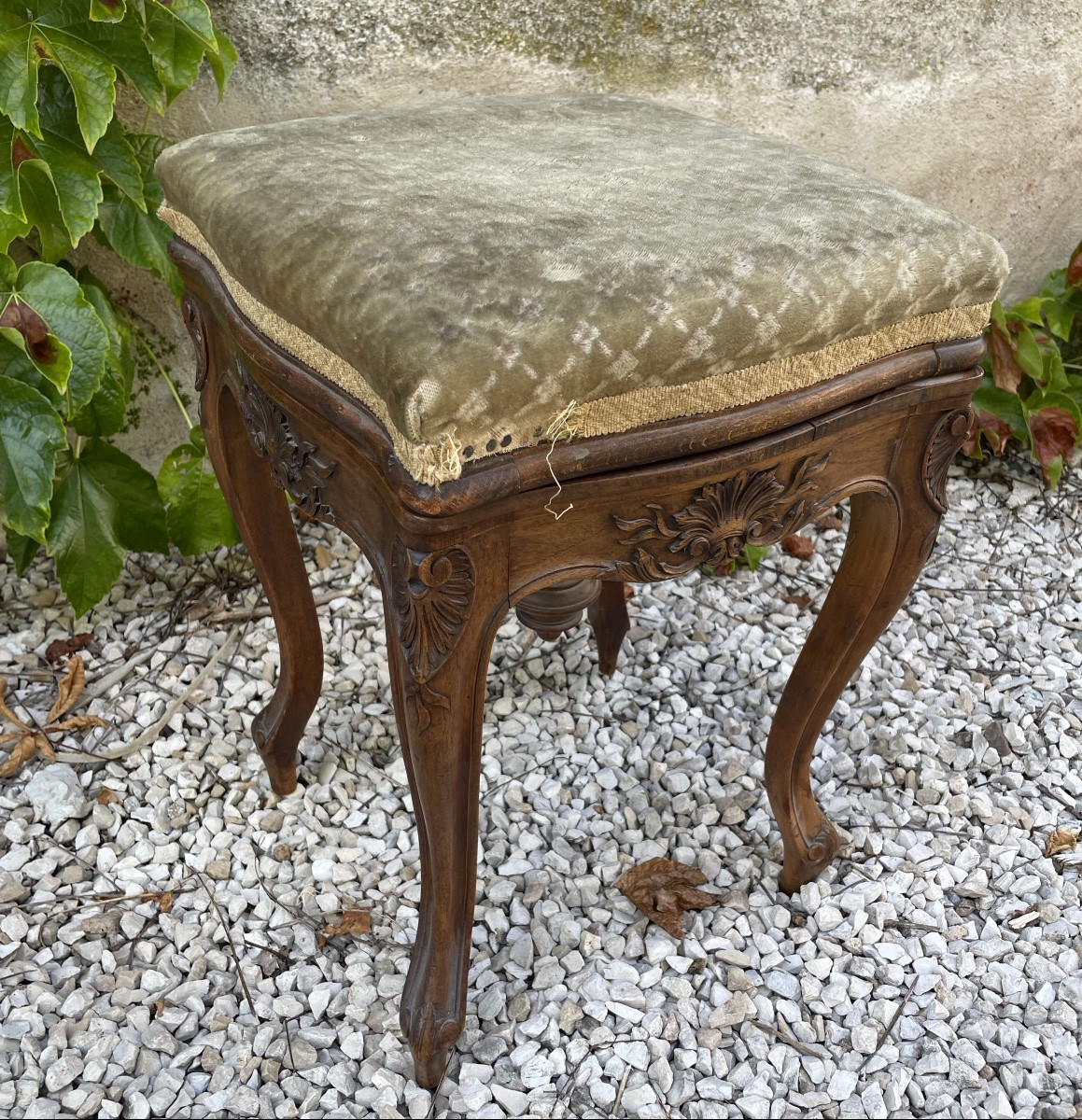 Carved Natural Wood Piano Stool-photo-7