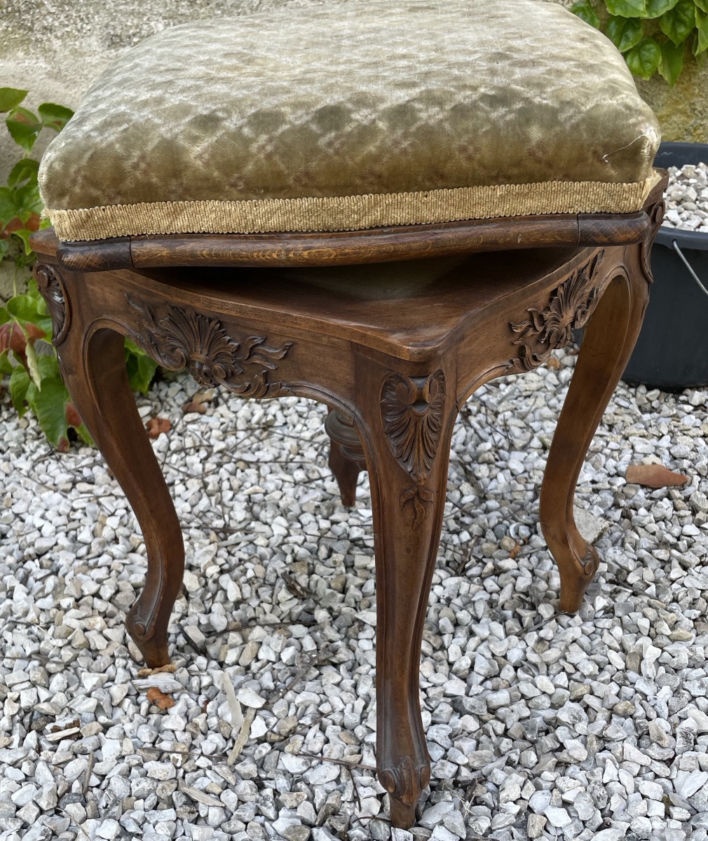 Carved Natural Wood Piano Stool-photo-8
