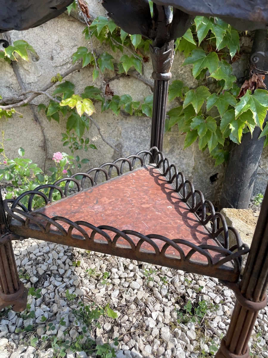 Cast Iron And Marble Pedestal Table In The Style Of Albert Armand Rateau -photo-2