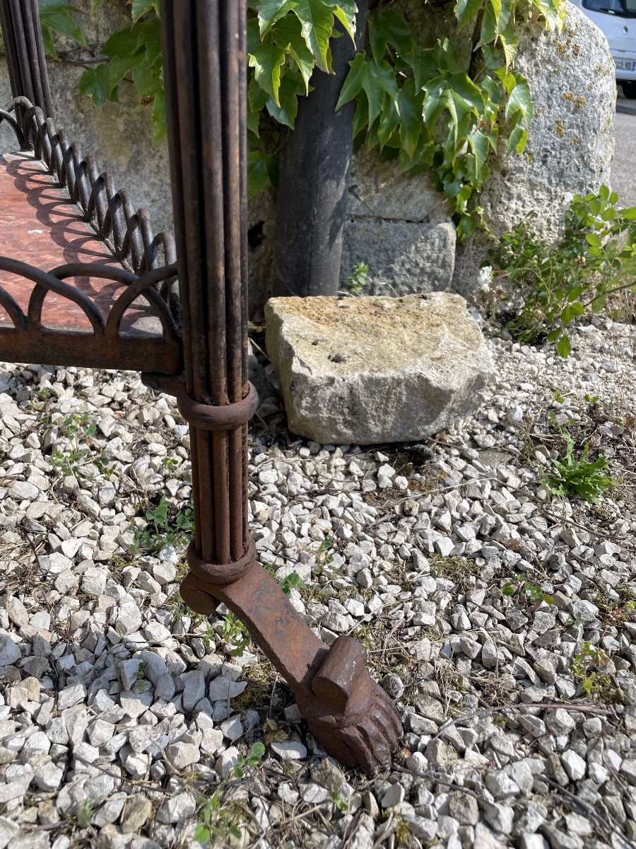 Cast Iron And Marble Pedestal Table In The Style Of Albert Armand Rateau -photo-3