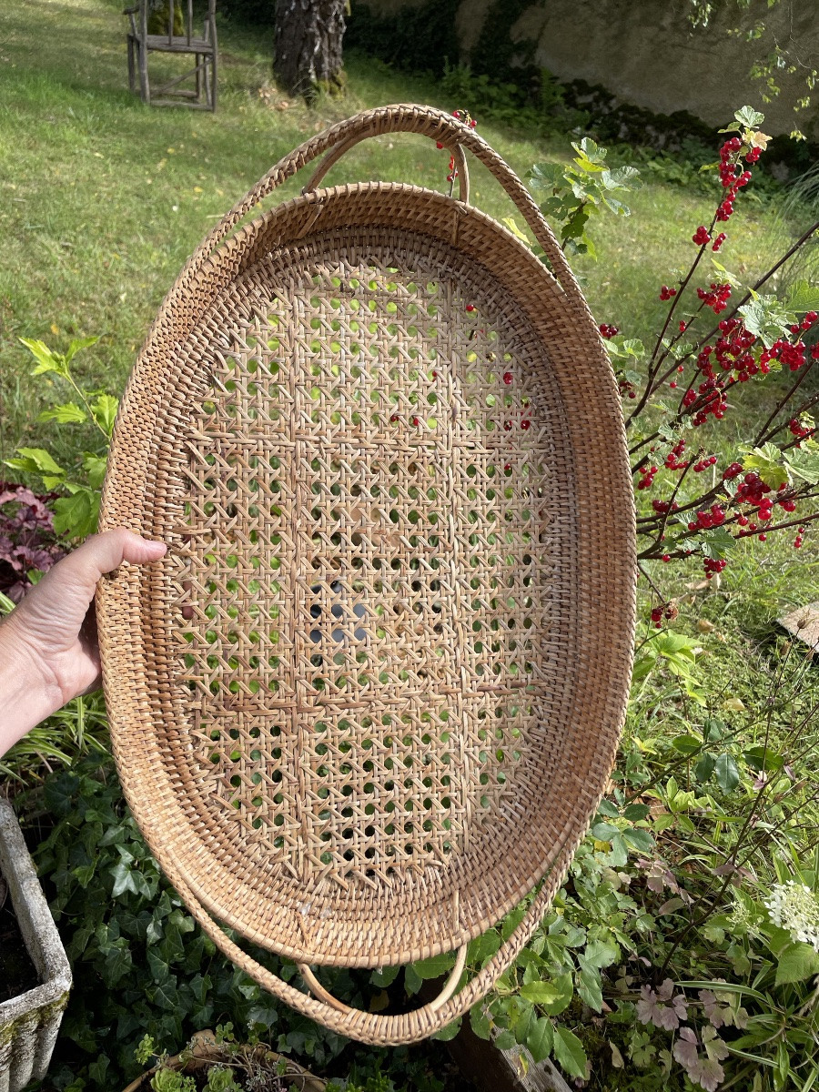 Large Woven Wicker Serving Tray-photo-4