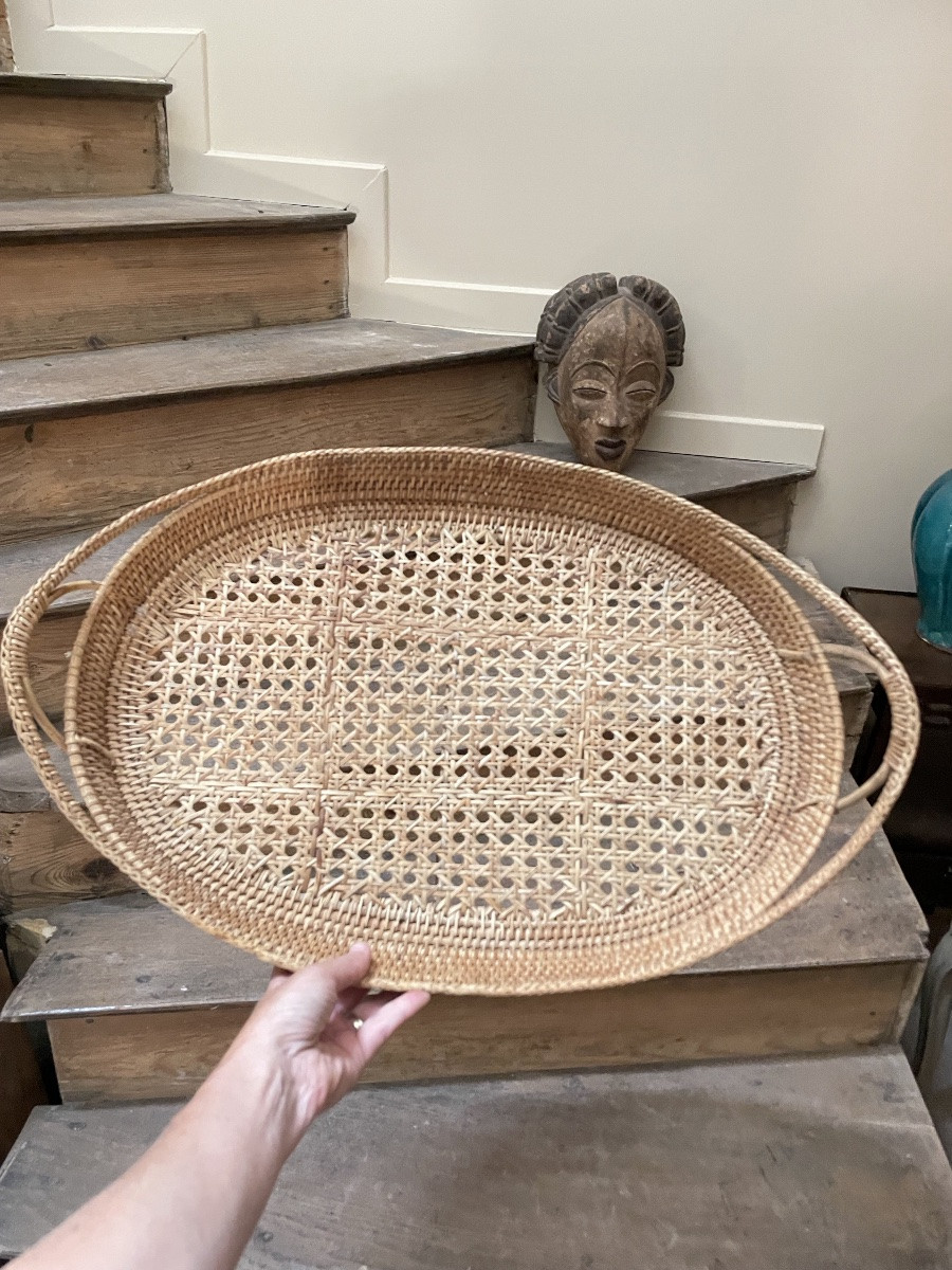 Large Woven Wicker Serving Tray-photo-7