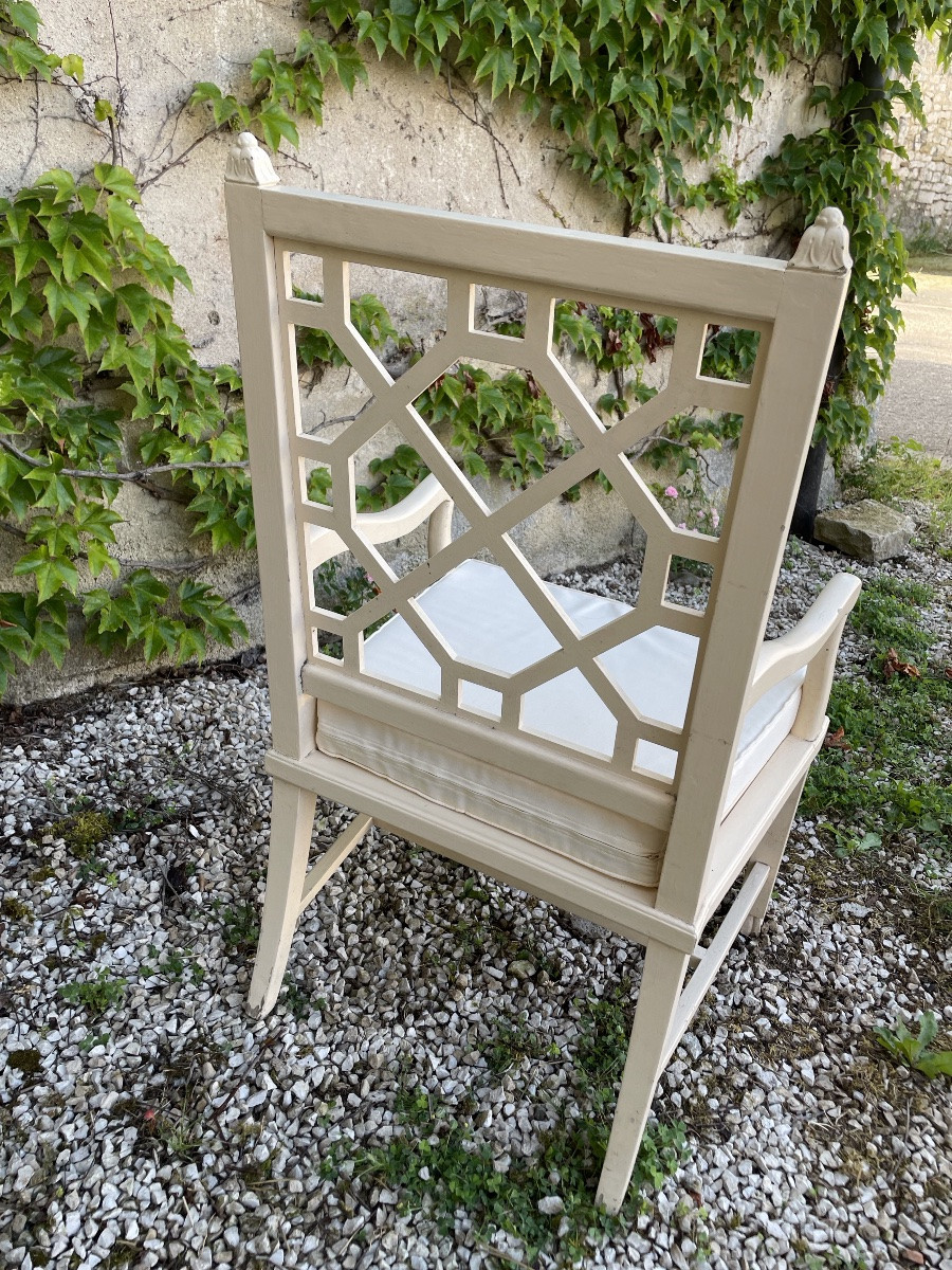 The Pair Of English Armchairs With Caned Seats -photo-8