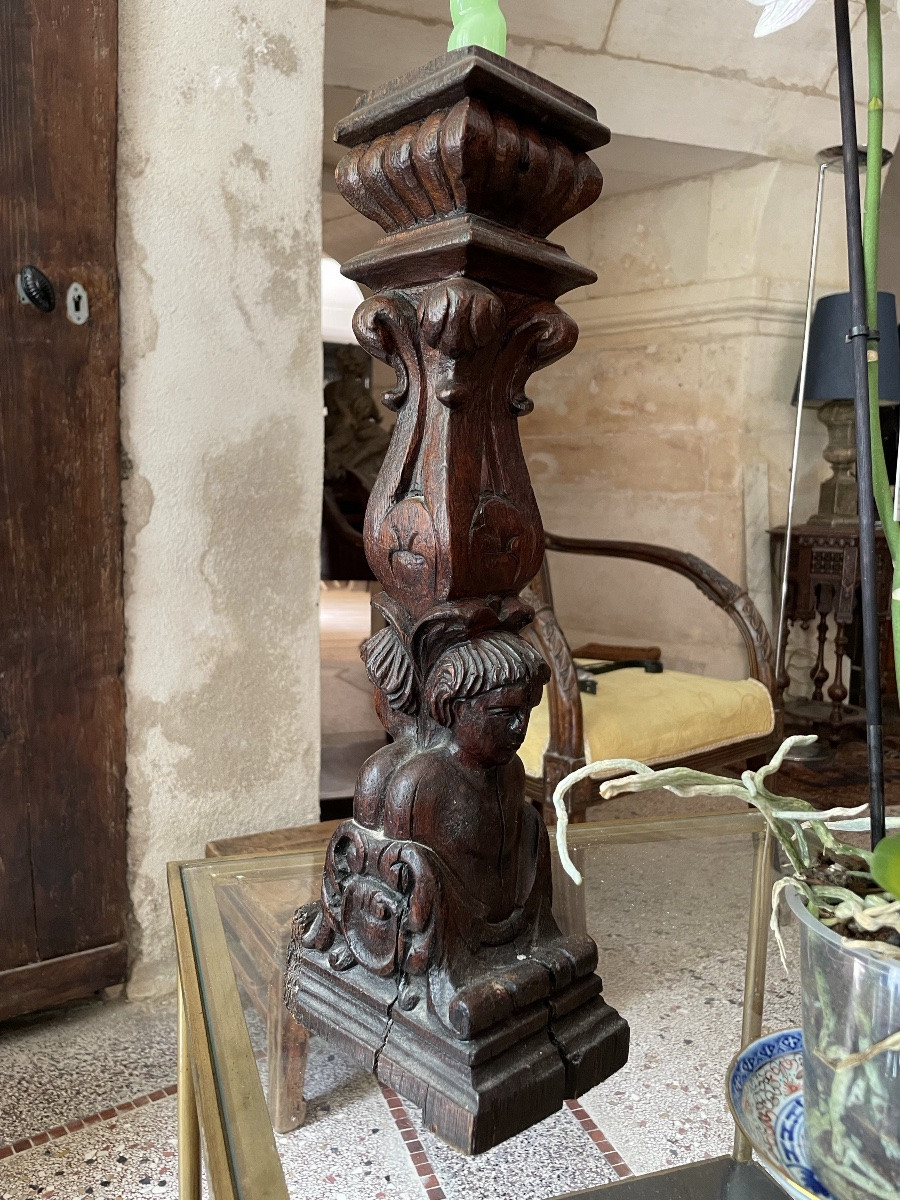 Carved Natural Wood Candle Holder-photo-2