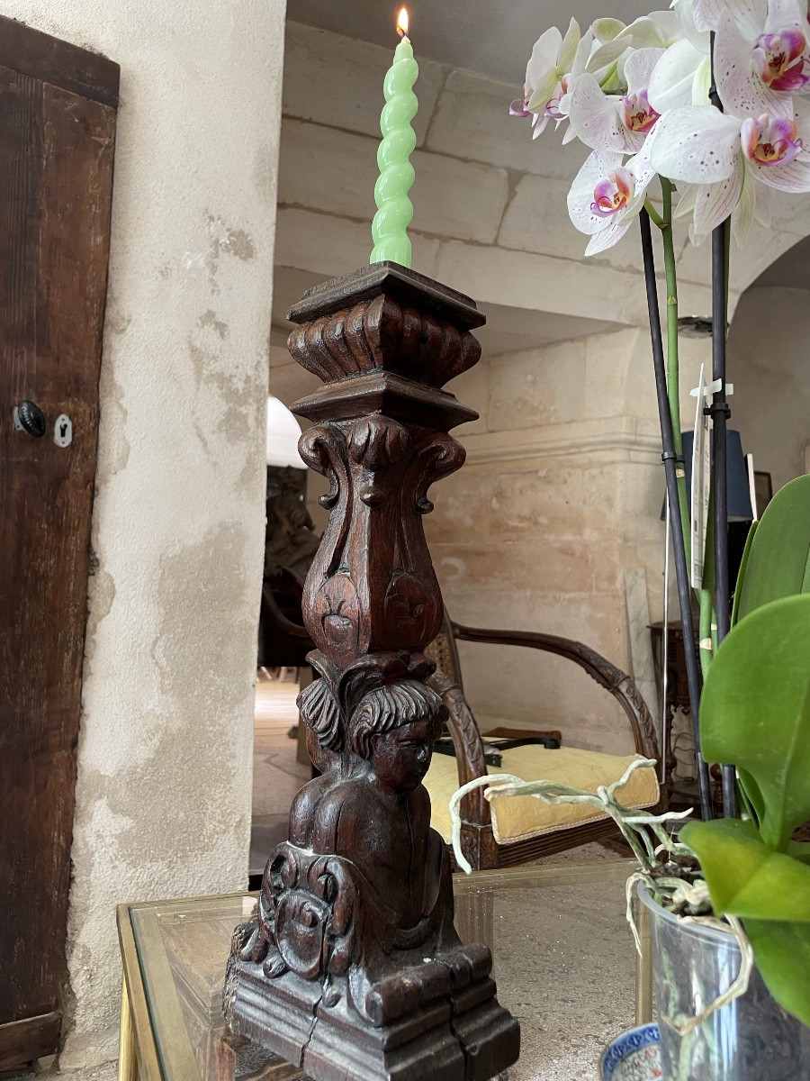 Carved Natural Wood Candle Holder-photo-3