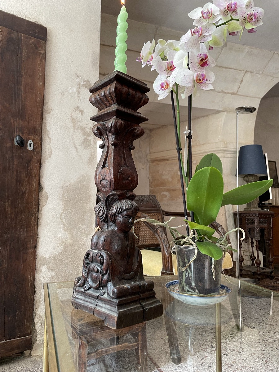 Carved Natural Wood Candle Holder-photo-4