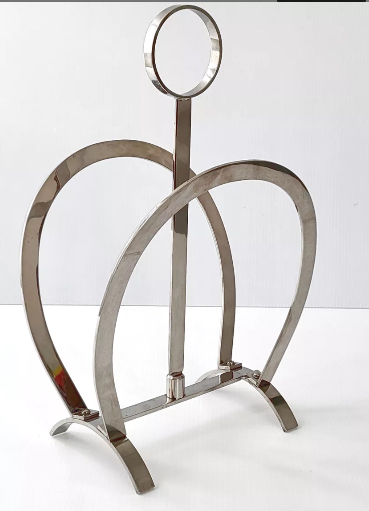 Porte-revues vintage en métal argenté 1970 Dlg de Hermès -photo-2